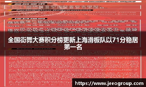 全国街舞大赛积分榜更新上海滑板队以71分稳居第一名